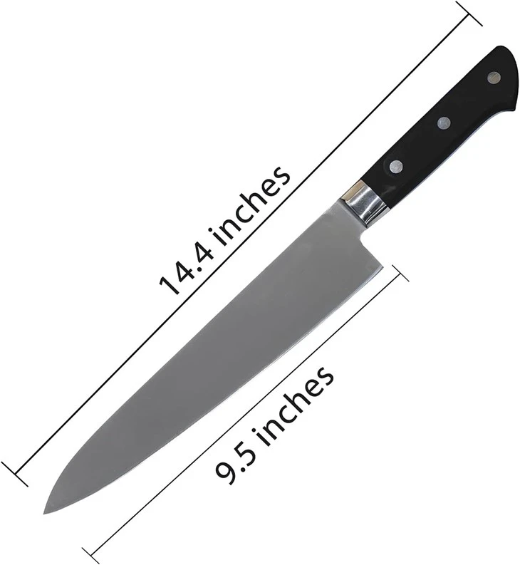 DS-2961-Japanese Chef Knife 9.5 inches Professional Sushi Knife with Black Ergonomic Handle Gyuto Knife-9