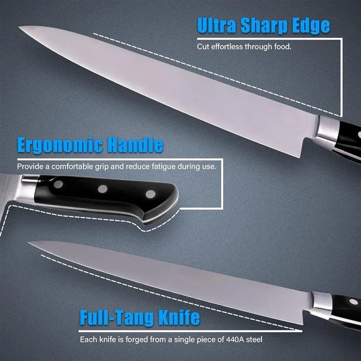 DS-2961-Japanese Chef Knife 9.5 inches Professional Sushi Knife with Black Ergonomic Handle Gyuto Knife-6